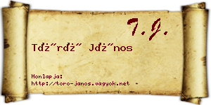 Törő János névjegykártya